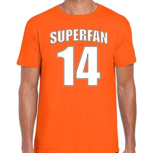 Superfan nummer 14 oranje t-shirt Holland / Nederland supporter EK/ WK voor heren XL