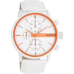 Witte OOZOO horloge met witte leren band - C11314