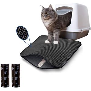 Kattenbakmat, kattenbakmat, mat, dubbelliggende onderlegger voor kattentoilet met honingraat (30 x 30)