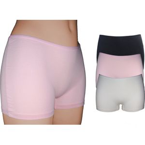 VANILLA - Dames boxershort, Dames ondergoed - 3 stuks - Egyptisch katoen - Zwart,Roze,Wit - SH3573 - XL