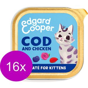 16x Edgard & Cooper Kitten Paté Kuipje Kip & Kabeljauw - Kattenvoer - 85g