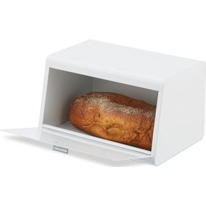 Brood bewaardoos metalen brooddoos aanrecht keuken wit - rvs - groot formaat
