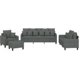 vidaXL - 4-delige - Loungeset - met - kussens - stof - donkergrijs