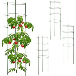 Relaxdays tomatensteun metaal - set van 4 - 91 cm - plantensteun klimplanten - rond