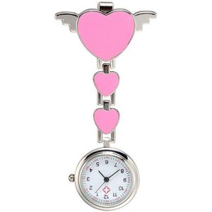 Hart Verpleegstershorloge - Roze - Dames - Horloge Verpleegster - Clip