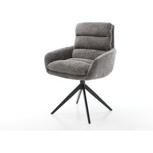 Gestoffeerde-stoel Abelia-Flex met armleuning kruisframe breed zwart bouclé grijs
