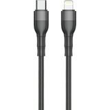 2GO USB kabel type C naar Lightning oplaad- en datakabel 100 cm zwart