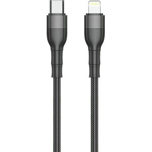 2GO USB kabel type C naar Lightning oplaad- en datakabel 100 cm zwart