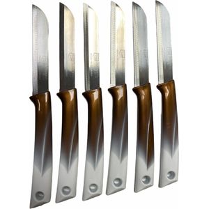 Solingen Kartelmes - Tomatenmes met Kartel - RVS - 19 cm met ""Blade Cover"" - Bi-Color Goud met Wit - 6 stuks