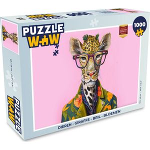 Puzzel Dieren - Giraffe - Bril - Bloemen - Legpuzzel - Puzzel 1000 stukjes volwassenen
