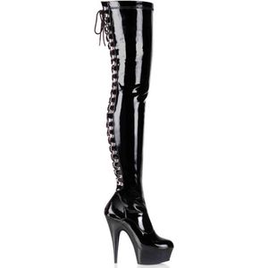 Pleaser - DELIGHT-3063 Plateau overknee Laarzen - US 12 - 42 Shoes - Zwart