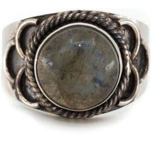 Edelsteen Ring Labradoriet 925 Zilver “Jisha” (Maat 17)