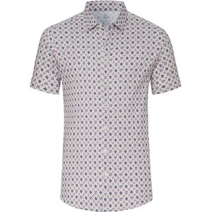 Desoto - Short Sleeve Jersey Overhemd Print Beige - Heren - Maat 3XL - Slim-fit