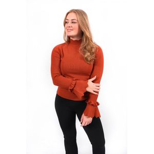 Wave trui | Trui dames | Trendy | Colkraag | Wijd uitlopende mouwen | Kleur Oranje | Maat M/L