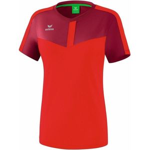 Erima Squad T-Shirt Dames Bordeaux-Rood Maat 40