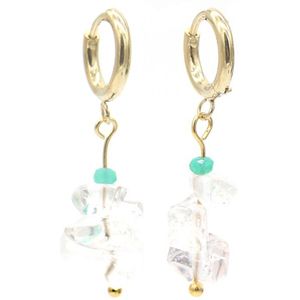 Earrings - oorbellen - doorschijnende witte steentjes - clear stones - moeder - mama - kado -kerst - verjaardag - stenen - stainless steel - kwaliteit