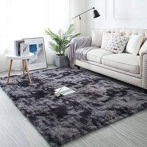 Hoogpolig tapijt, groot, zacht, 160 x 230 cm, woonkamertapijt, pluizig wasbaar tapijt, bedtapijt voor slaapkamer, woonkamer