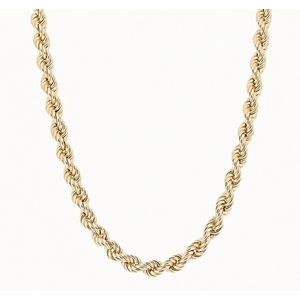 White Basis – Rope Chain ketting – 18K Goud Verguld 925 Sterling Zilver – Gedraaide Schakels – Twisted – 5 mm – 45 cm