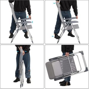Deuba Tuinstoelen, klapstoel met hoge rugleuning, aluminium, 4-delige set