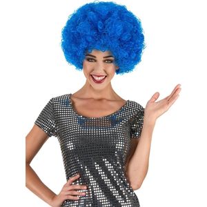 Vegaoo - Blauwe afrodiscopruik voor volwassenen - Blauw - One Size