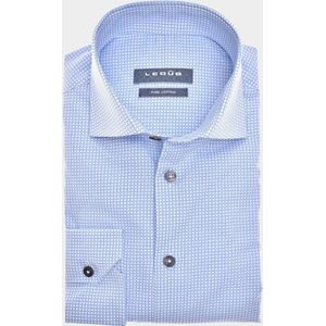 Ledub modern fit overhemd - popeline - lichtblauw dessin - Strijkvriendelijk - Boordmaat: 48