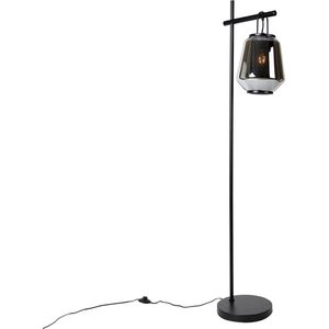 QAZQA kevin - Art Deco Vloerlamp | Staande Lamp - 1 lichts - H 154 cm - Grijs - Woonkamer | Slaapkamer | Keuken