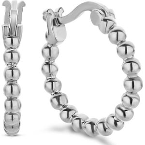 New Bling 9NB-0661 - Zilveren Oorringen - Dames - Bolletjes - 15 x 2 mm - Scharnier - Rhodium - Zilver