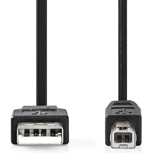Nedis USB-Kabel - USB 2.0 - USB-A Male - USB-B Male - 10 W - 480 Mbps - Vernikkeld - 3.00 m - Rond - PVC - Zwart - Label