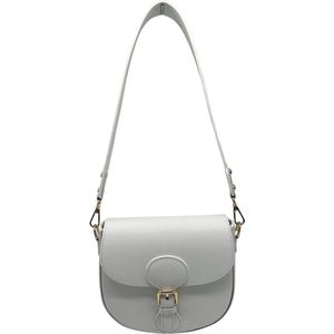 Witte leren crossbody schoudertas - 21 cm - damestas leer wit - vrouwen crossbody bag - damestasje tassen - Louisa Lee