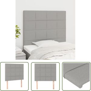The Living Store Hoofdborden 2 st 100 x 5 x 78/88 cm stof lichtgrijs - Hoofd Bord - Hoofdborden - Beddecoratie - Slaapkamers - Stoffen Hoofdborden