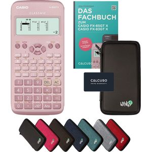 ﻿CALCUSO Standaardpakket zwart met Rekenmachine Casio FX-83GT X roze