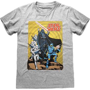 Star Wars - Vader Retro Poster Unisex T-Shirt Grijs