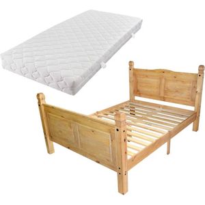 vidaXL-Bed-met-matras-Mexicaans-grenenhout-Corona-stijl-160x200-cm