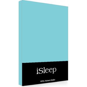 iSleep Satijn-Katoen Kussenslopen (2 stuks) - 60x70 cm - Aqua Blauw