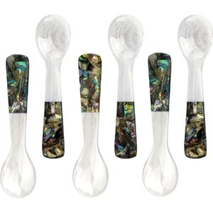 Set van 6 Abalone handvat kaviaarlepels - 10 cm - parelmoer lepels voor kaviaar serveren - eieren serveren - catering - decoratie - restaurant servies