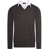 Cappuccino Italia - Heren Sweaters Mock Pullover Antraciet - Grijs - Maat L
