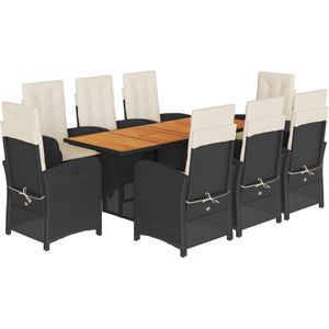 vidaXL - 9-delige - Tuinset - poly - rattan - zwart