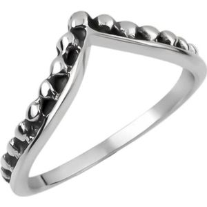 Ringen dames | Zilveren ring, v-model met bolletjes