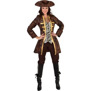 Magic By Freddy's - Piraat & Viking Kostuum - Piraat Altijdgedacht - Vrouw - Bruin - Medium - Carnavalskleding - Verkleedkleding