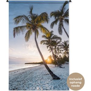 Wandkleed Tropisch Strand  - Zonsondergang op een tropisch strand Wandkleed katoen 120x180 cm - Wandtapijt met foto XXL / Groot formaat!