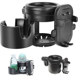 3-in-1 kinderwagen bekerhouder met telefoonhouder - universele bekerhouder en melkfleshouder