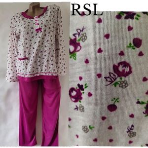 Dames pyjama set met bloemenprint 34-36 wit/donkerroze
