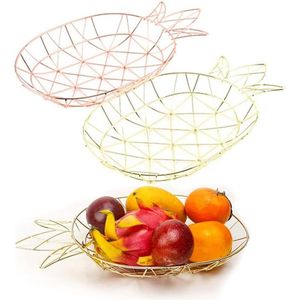 Fruitschaal Sonwaha 2 STUKS Metalen fruitmand Fruitschaal voor keuken Opbergmanden Stand Brood Groenten Fruit Decoratief Houdt fruit en groenten vers