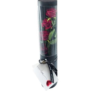 Rozen in koker - Roses in box - Silk Roses - Rozen in box - Lovecard - Moederdag - Valentijnsdag