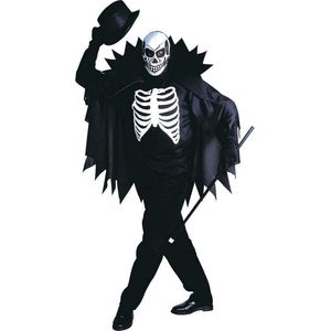 Widmann - Spook & Skelet Kostuum - Mr Skeleton Guy Says Hi Kostuum Man - Zwart, Wit / Beige - Small - Halloween - Verkleedkleding
