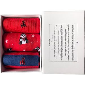 Swole Panda | sokken | Giftset | Kerst sokken | heren sokken | Bamboe | Rood | 3 Paar | maat 40 - 45