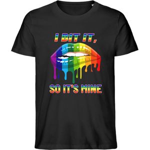 T Shirt Heren en Dames - Pride Mond - Regenboog Kleuren - Zwart - 3XL