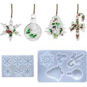 2 stuks hars siliconen vorm epoxyhars vormen DIY siliconen kerst bedels hanger gietvorm - Kerstboomversiering