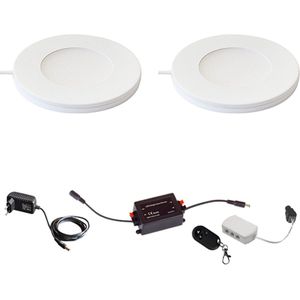 Magnetische in- & opbouw spot set - 2-pack - dimbaar - Plug & Play - warm wit - 2700K - 2,2W - keukenverlichting - kastverlichting - LED Inbouwspot (Ø55mm) - led spot - spotjes