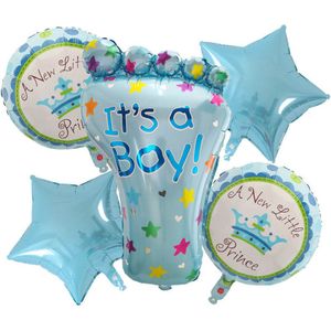 5 set It's a Boy Ballonen 68*44cm ,Baby shower ballonen, Geboorte Verasiering,Hellium Blauwe Ballon